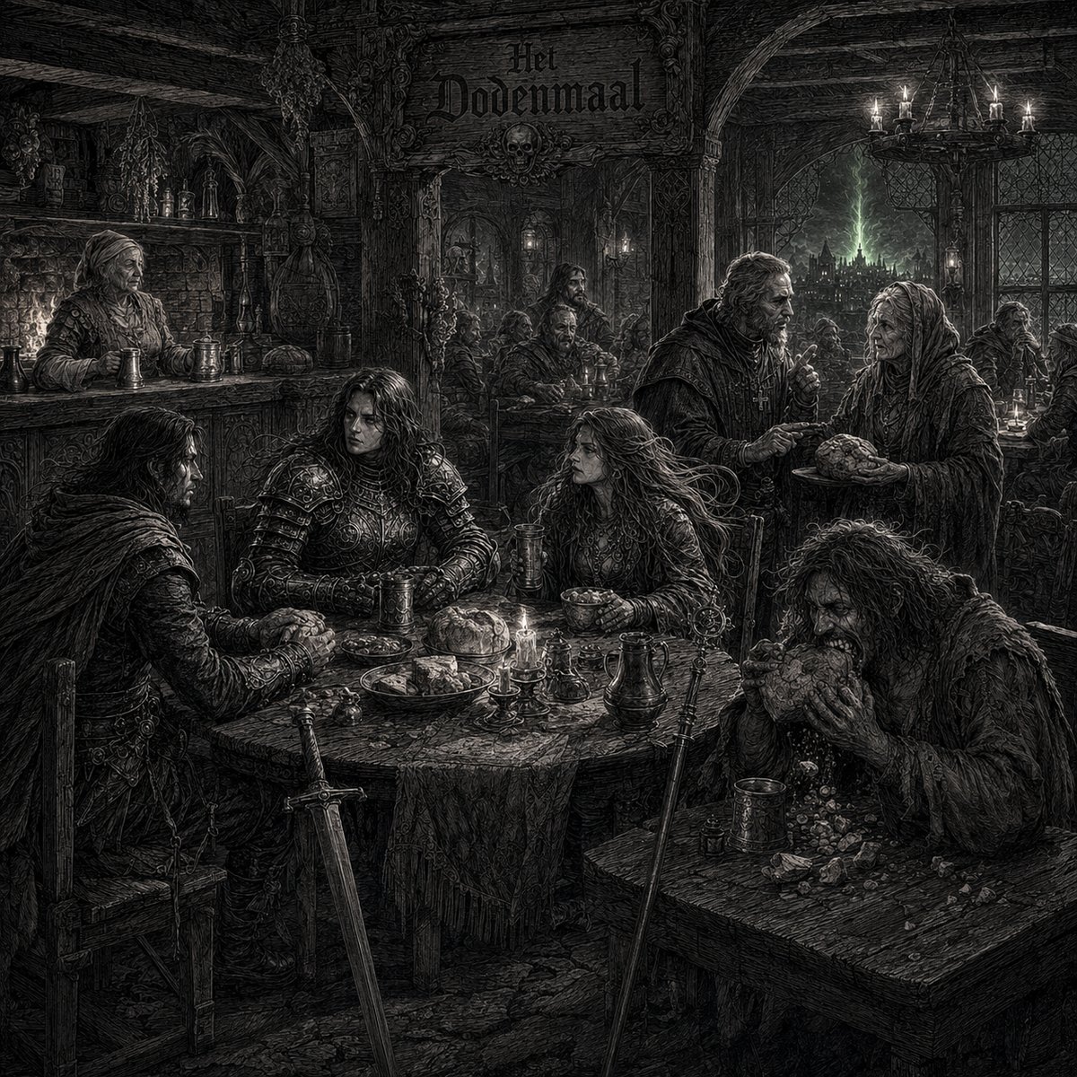 The tavern The Deathmeal, where the three gather