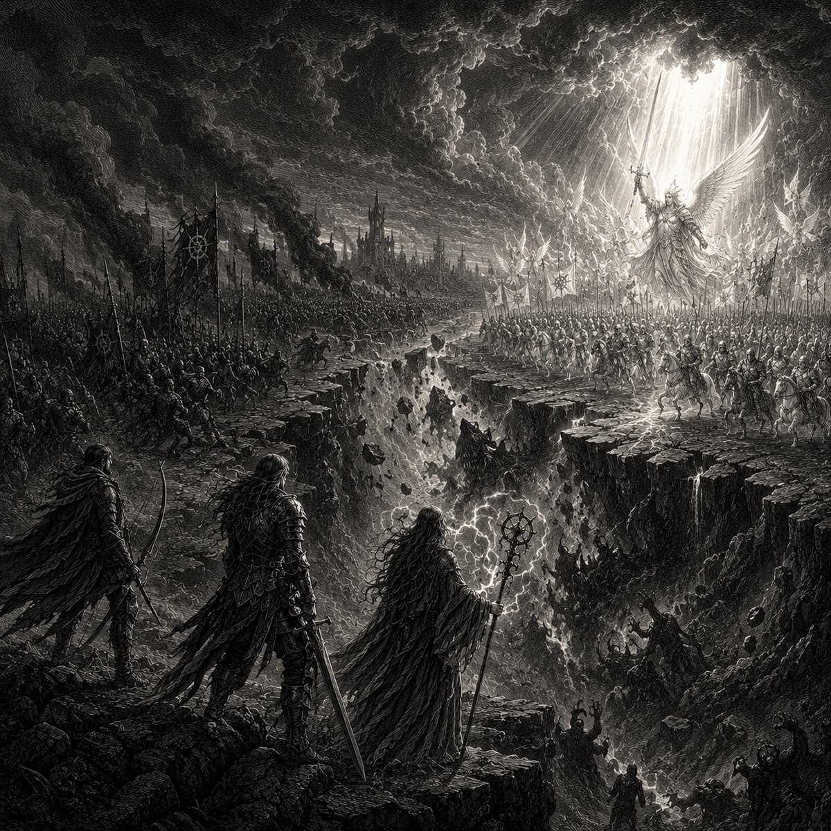 The two armies and the rending of the earth